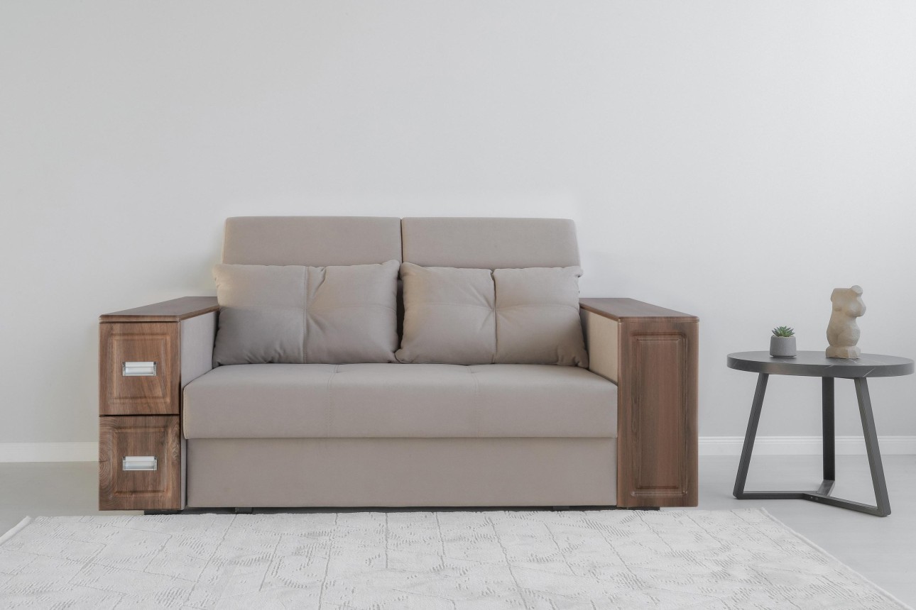 Раскладной диван PALERMO 1400, подлокотники с местом для хранения и мини-баром, 2000x1000x780 мм, спальная место 1600x2040 мм