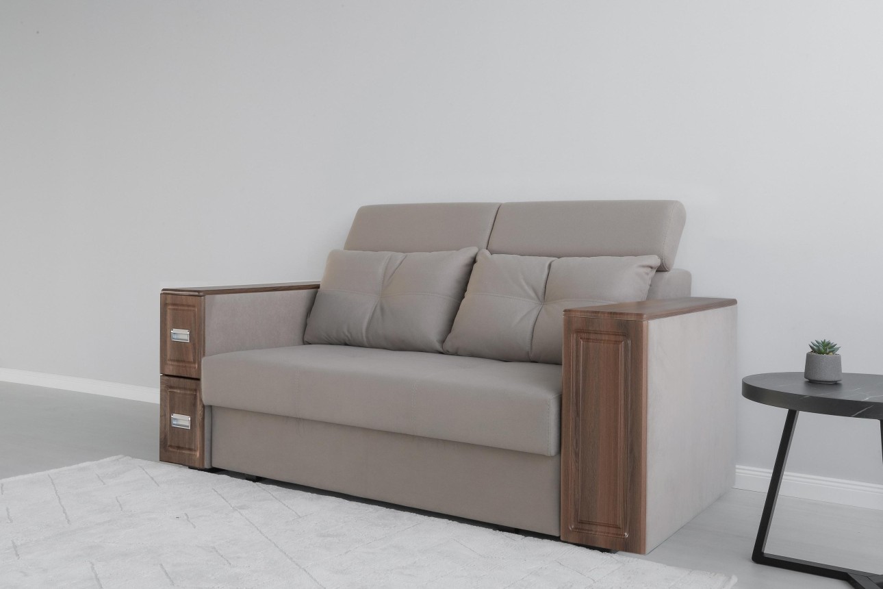 Раскладной диван PALERMO 1400, подлокотники с местом для хранения и мини-баром, 2000x1000x780 мм, спальная место 1600x2040 мм