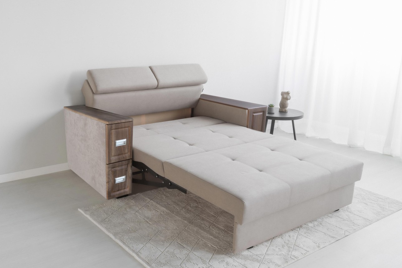 Раскладной диван PALERMO 1400, подлокотники с местом для хранения и мини-баром, 2000x1000x780 мм, спальная место 1600x2040 мм