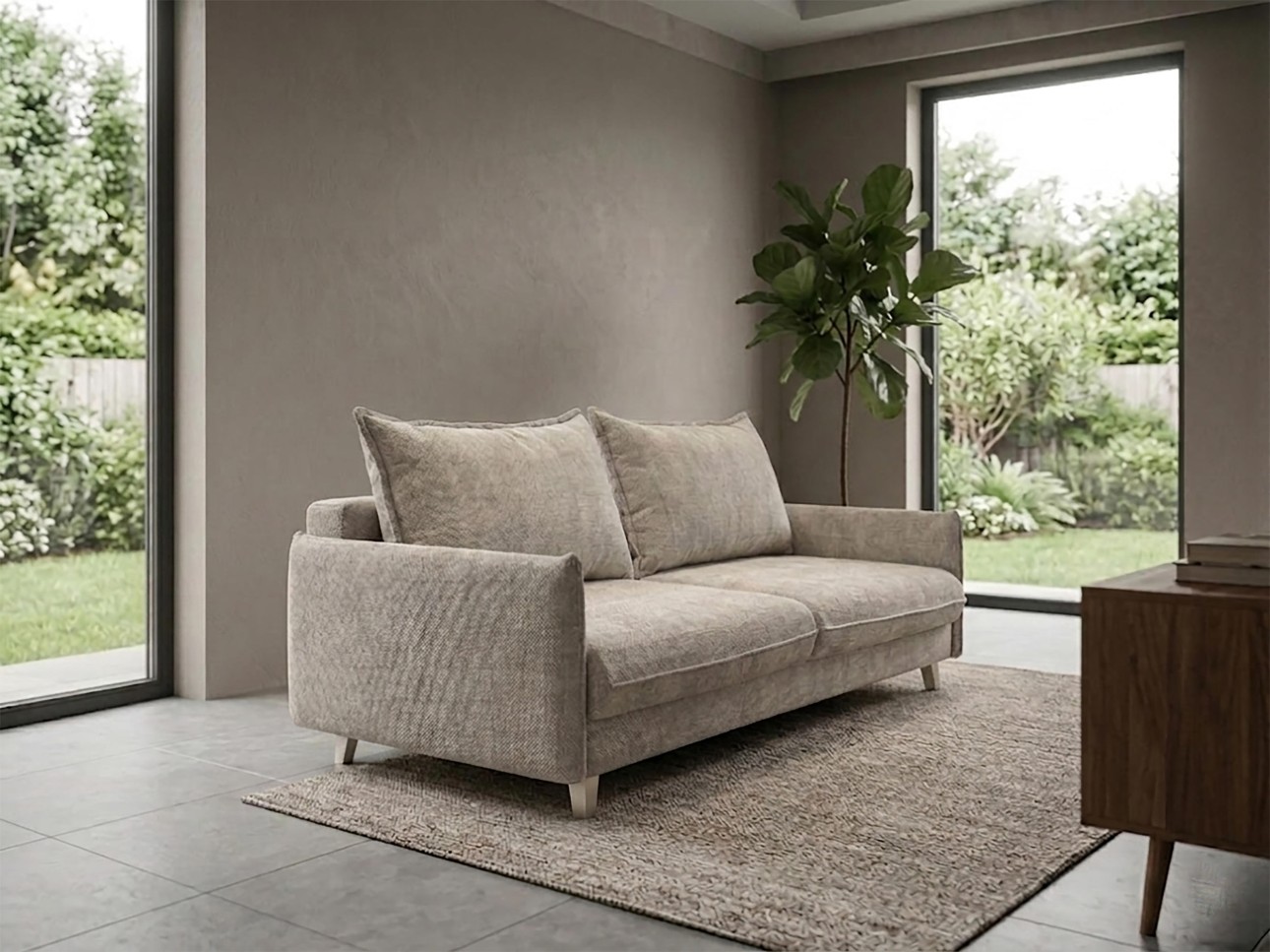 Canapea extensibilă Airy, cu ladă de depozitare, 2200x1080x640 mm, spațiu de dormit 1550x2100x640 mm