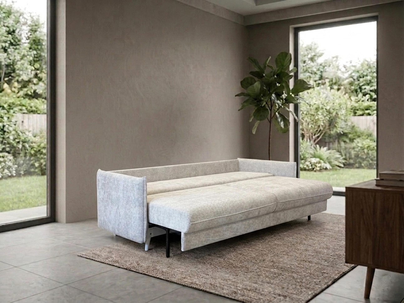 Canapea extensibilă Airy, cu ladă de depozitare, 2200x1080x640 mm, spațiu de dormit 1550x2100x640 mm
