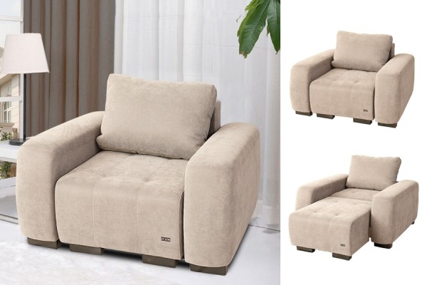 Раскладное кресло KING 1300x1200x750 мм, спальное место 700x1600 мм.
